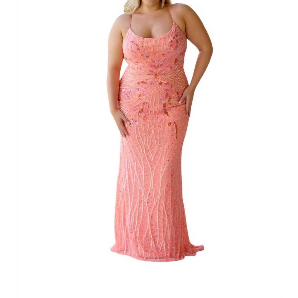 NEW PRIMAVERA corset back prom dress in coral